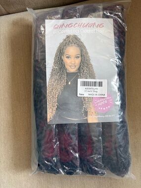 Qingchhuang Goddess Locs Crochet Hair - Burgundy Ombre 22-inch